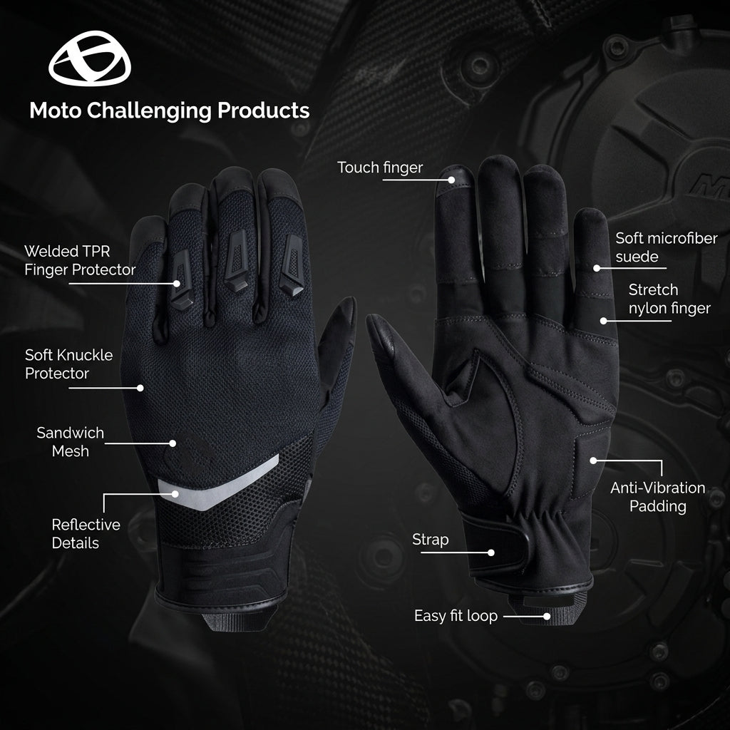 MCP ERGO CHALLENGER gloves detail - Gore-Tex waterproof motorcycle gloves