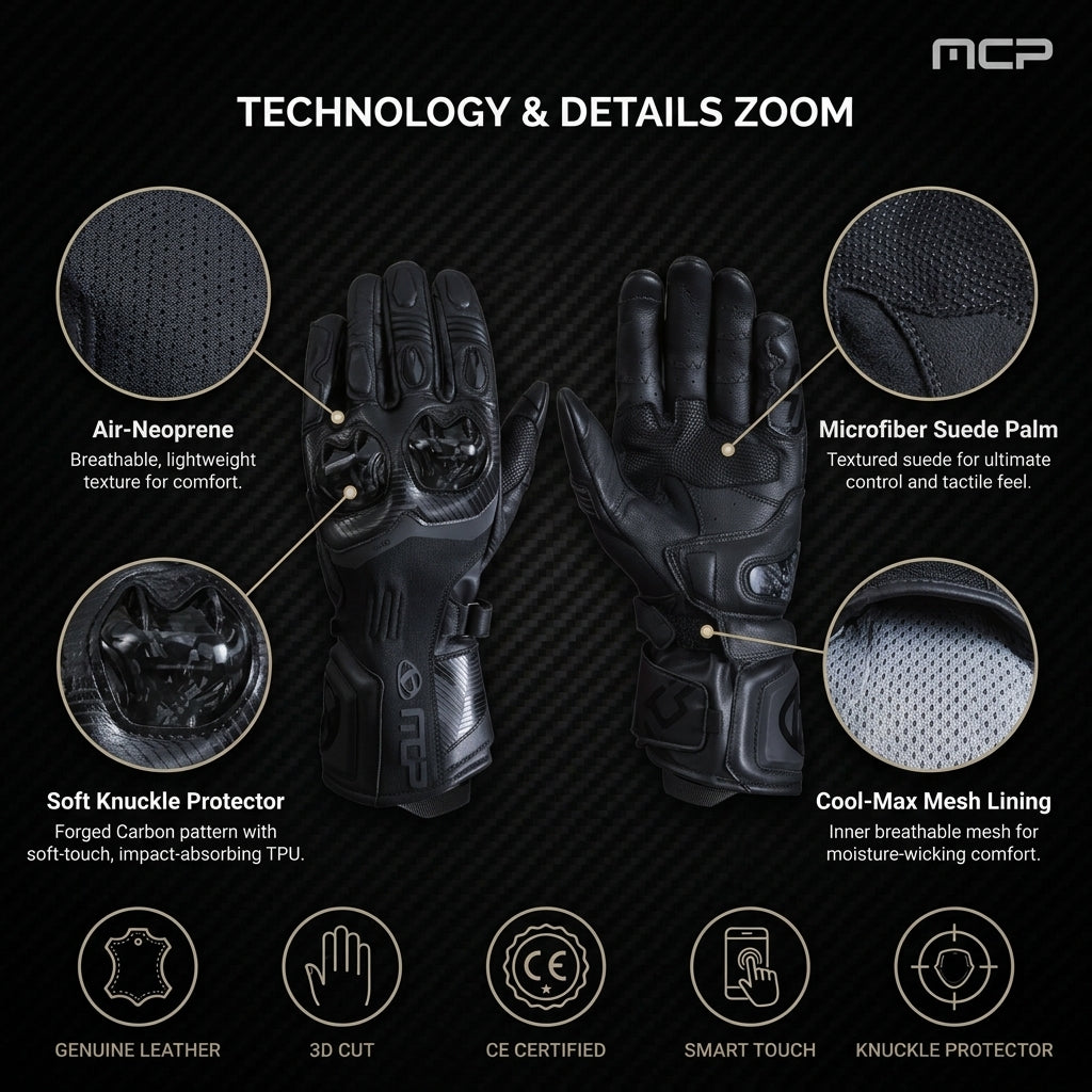 MCP ERGO MOSQUITO LONG gloves palm - ErgoGrip long motorcycle gloves