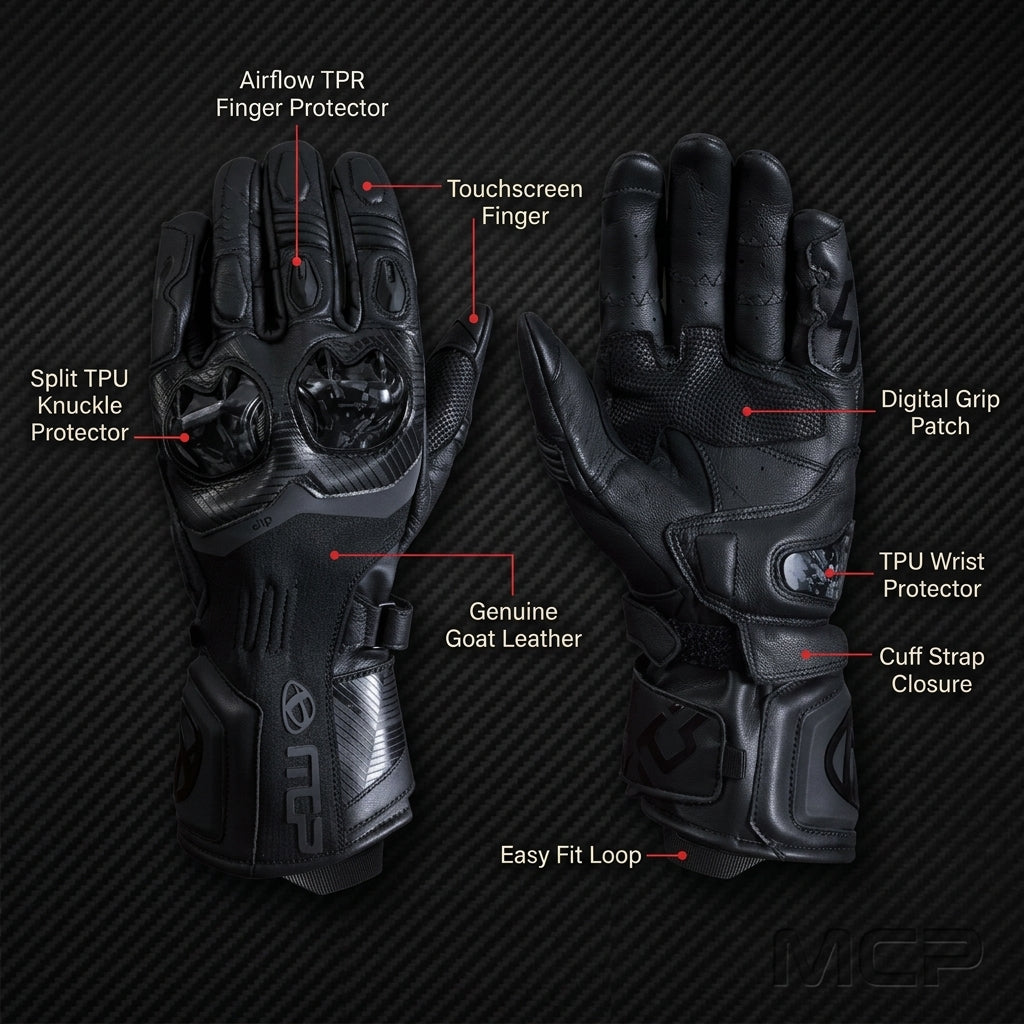 MCP ERGO MOSQUITO LONG gloves back - CE certified long gauntlet gloves