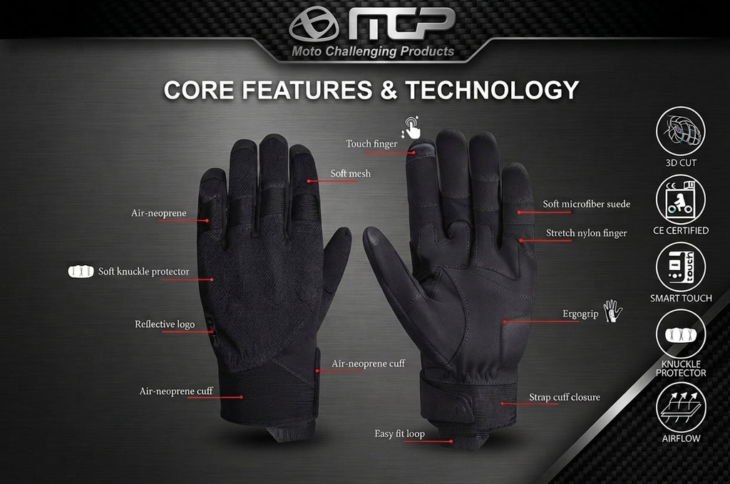 MCP ERGO MOTH gloves detail - ErgoGrip leather motorcycle gloves