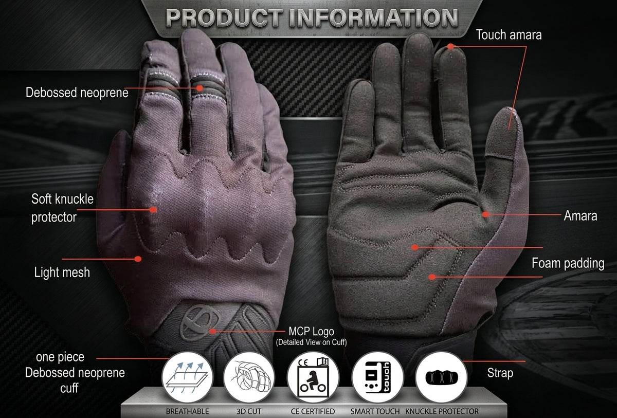 MCP CICADA mesh gloves detail - air-lite breathable motorcycle gloves Australia
